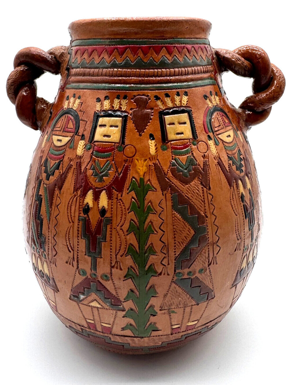 Navajo Yei Pottery Vessel Kenneth & Irene White Signed KW Twin Rocks - Beautiful